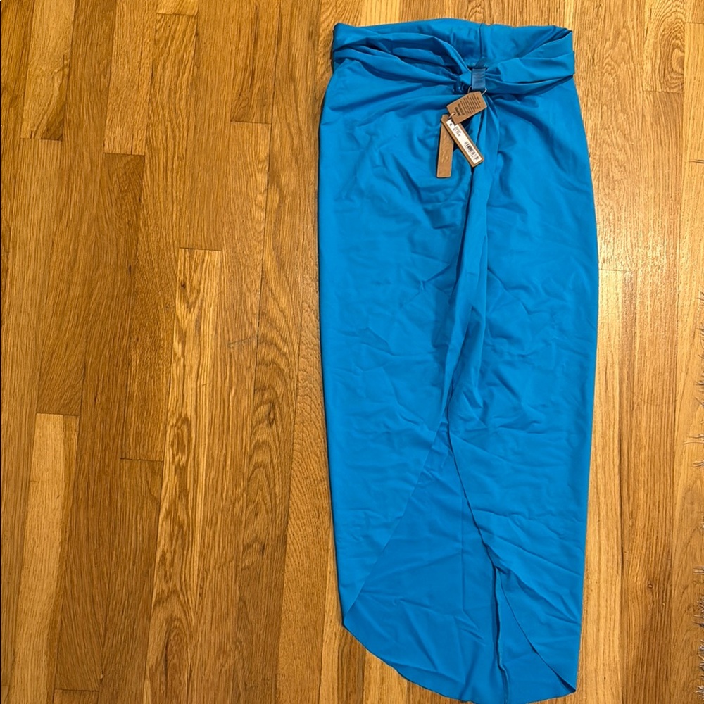 SKIMS Blue Swim Sarong with knotted waste